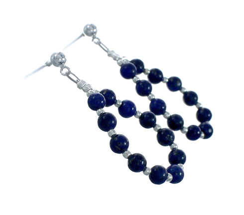 Lapis Bead Post Sterling Silver Dangle Earrings X10278